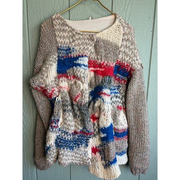 Vintage Free People Fireworks Chunky Cardigan, Size Large - Picture 3 of 8